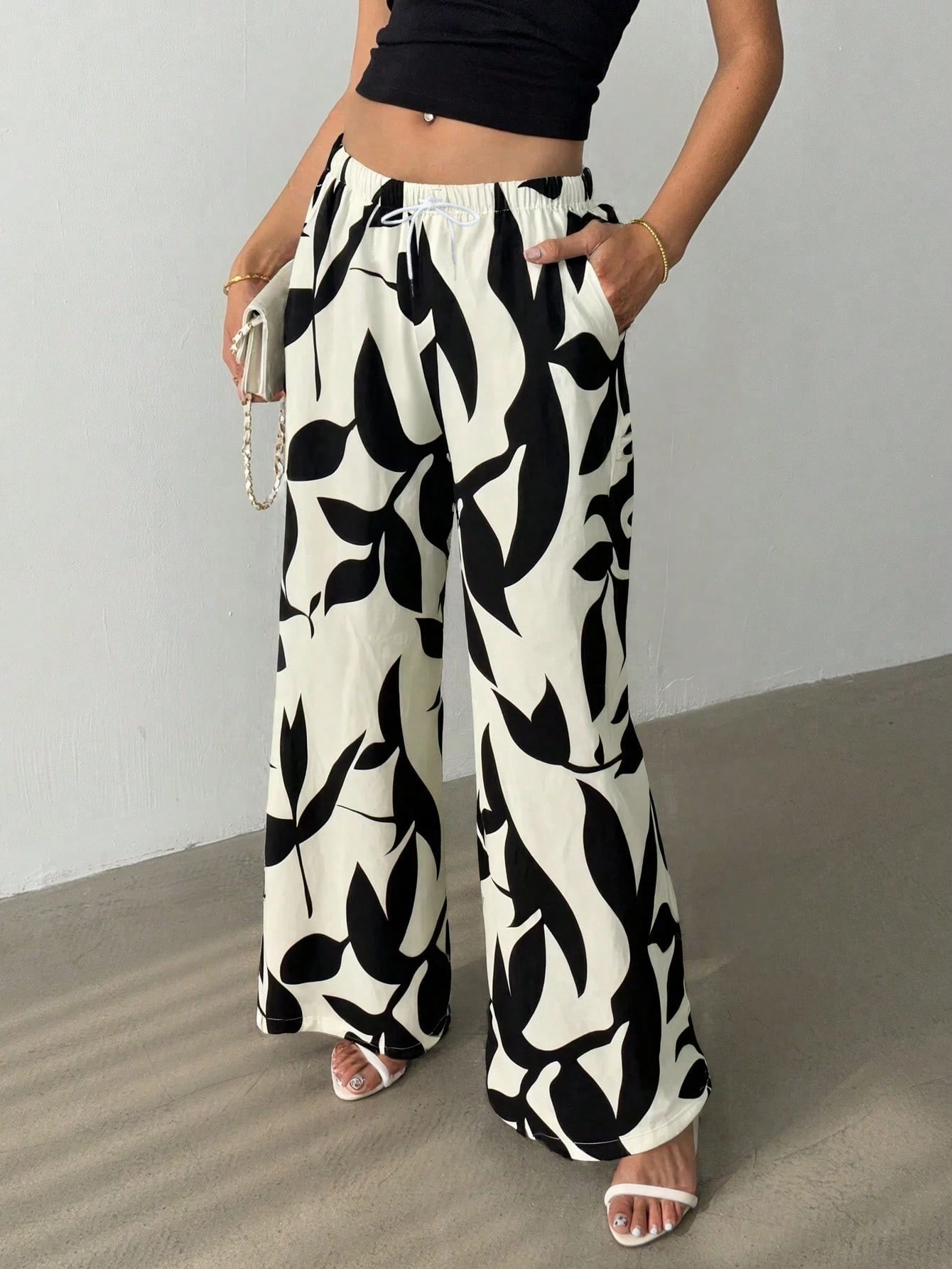 Autumn New Women's Floral Bud Fashionable Casual Loose Leg Pants Fresh Elegant Daily Wear Long Pants Vacation Streetwear Style
