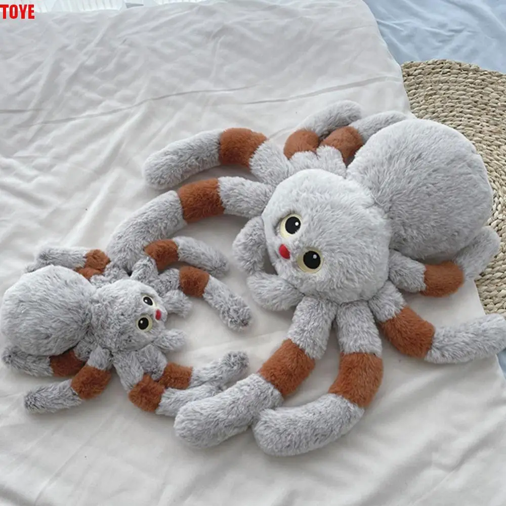 

Stuffed Animal Spider Plush Toy Red Nose Big Eyes Simulation Spider Doll 30/50cm Soft Gray Reptile Plush Toy Home Offices