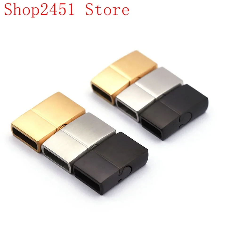 316 stainless steel magnetic buckle, leather rope buckle, square edge flat buckle for men's and women's hand rope bracelets DIY