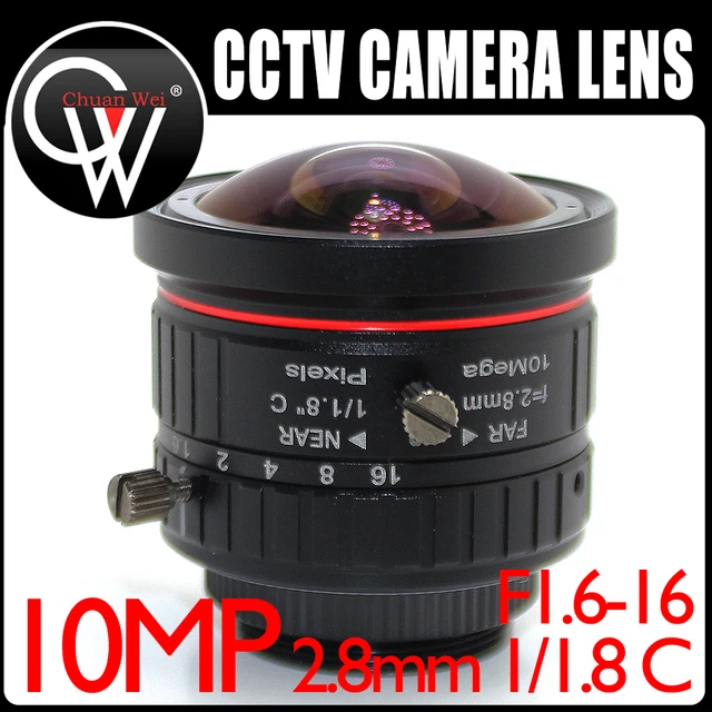 Obiektyw 10mp 2.8mm 1/1.8 "C mocowanie obiektywu F1.6-16 z ręcznym obiektywem Iris do CCTV IP kamera USB kamera CCD