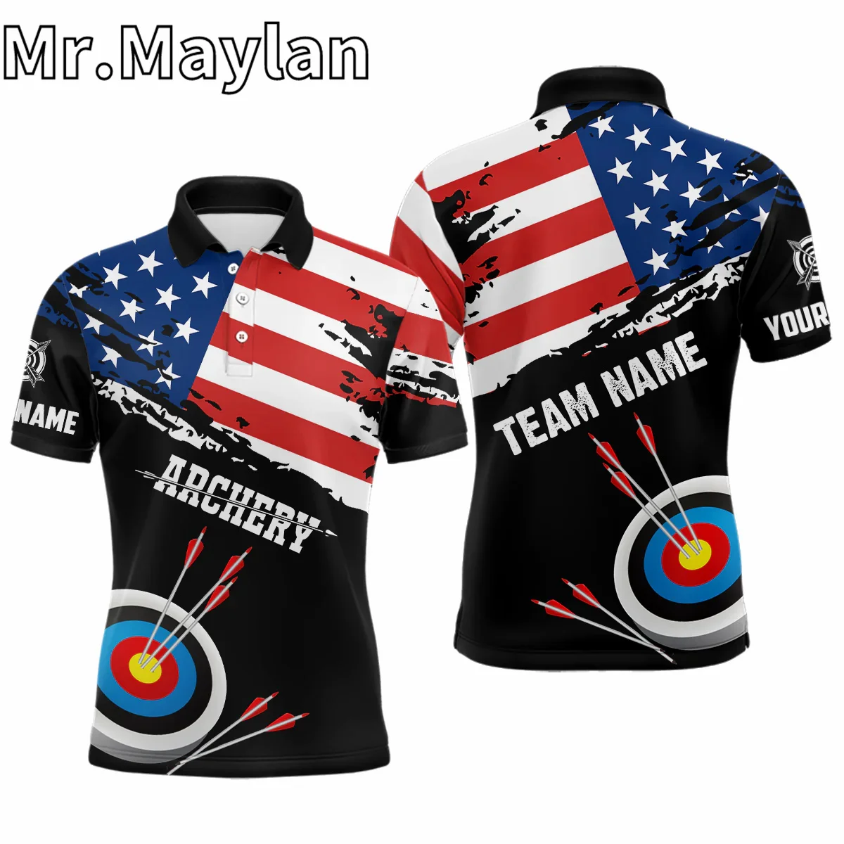 3D Personalized Grunge USA Flag Archery Shirts For Men Custom Patriotic 4Th Of July Archery Jerseys Gifts For Archery Lovers