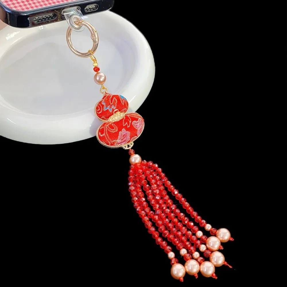 

National Style Gourd Phone Strap Pendant Keychain Beaded Tassel Mobile Phone Lanyard Anti Lost Detachable Mobile Phone Charm