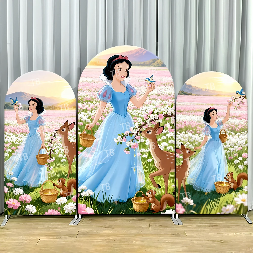 

TB Snow White Arch Backdrop Cover Sea of Flowers for Girls Birthday Photograph Background Wall Party Decor Baby Shower Supplies