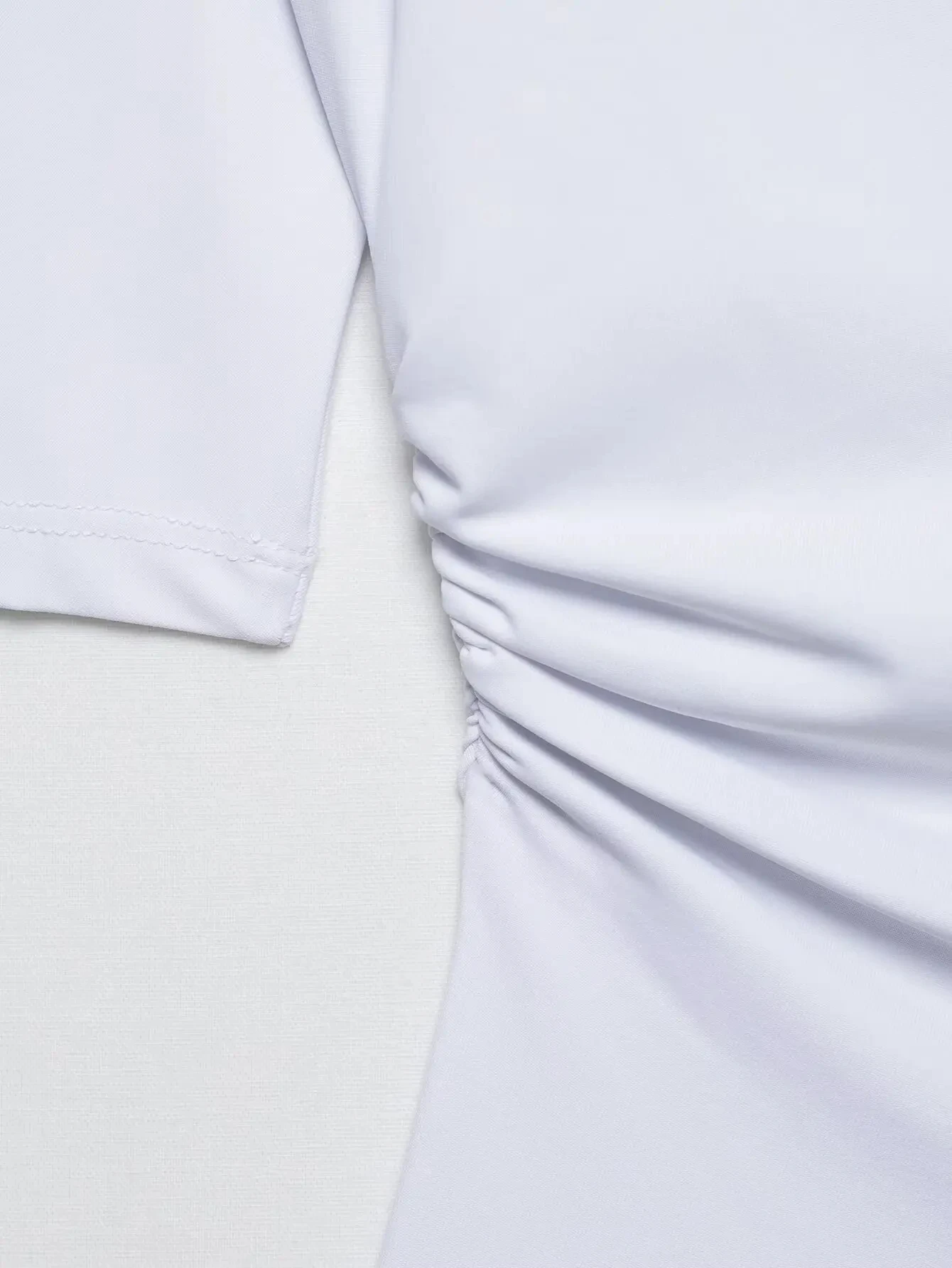 HH 2025, Frühling, Damen, sexy, asymmetrisch, faltig, Weste, schick, schmaler Kragen, One-Shoulder-Damen, schmales T-Shirt, Top, Straßenkleidung – Detail 13