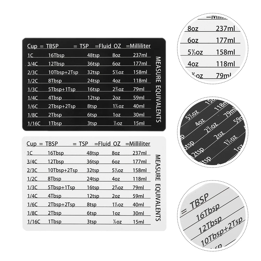 

4 шт., кухонная таблица преобразования, магнитная таблица измерений, гладкие края, аксессуары для выпечки, магнит на холодильник
