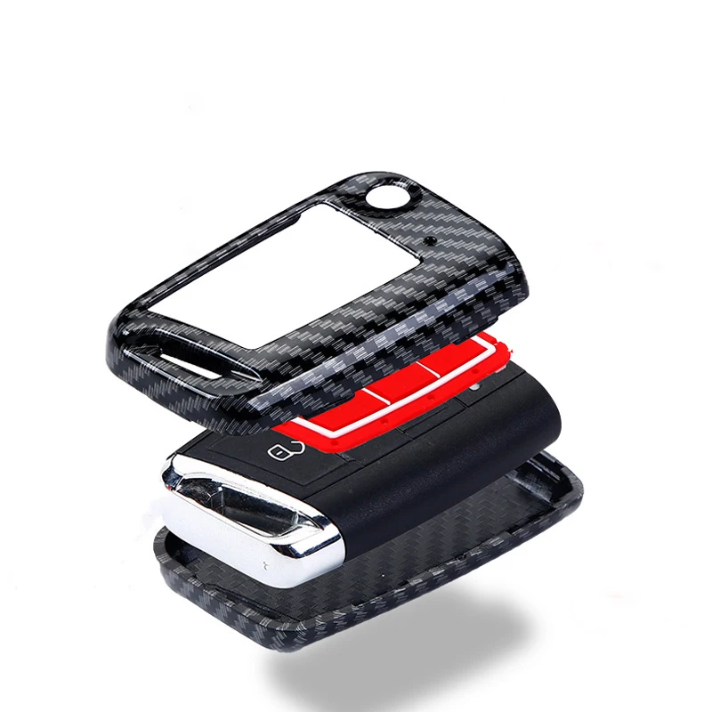 ABS Carbon Fiber Car Key Cover For Skoda Octavia A8 MK8 MK4 2020 2021 For Seat Leon Fr Mk4 Cupra Formentor For VW Golf 8 ID-4
