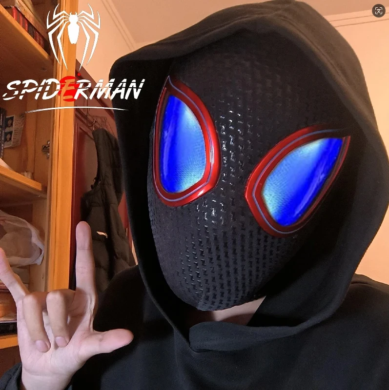 Spiderman Headgear Mask Cosplay Moving Eyes With Ligth Electronic Mask Spider Man 1:1 Remote Control Toys Adults Kids Gift