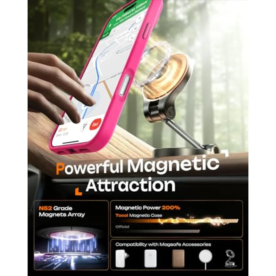 حافظة هاتف شفافة غير لامعة مع حماية كاملة للكاميرا وحلقة مغناطيسية مدمجة لهاتف 17 Pro Max مقاس 6.9 بوصة متوافقة مع Mag