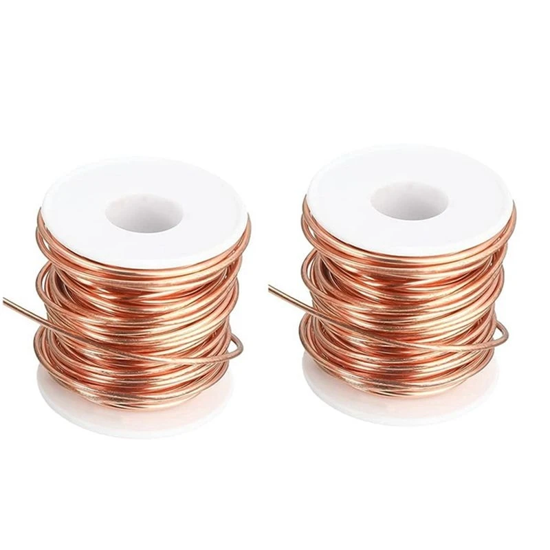 2 Rolls Soft Copper Wire Solid Bare Bendable Wire For Electroculture, Jewelry Making (12 Gauge 52.49Feet Per Roll) 16M