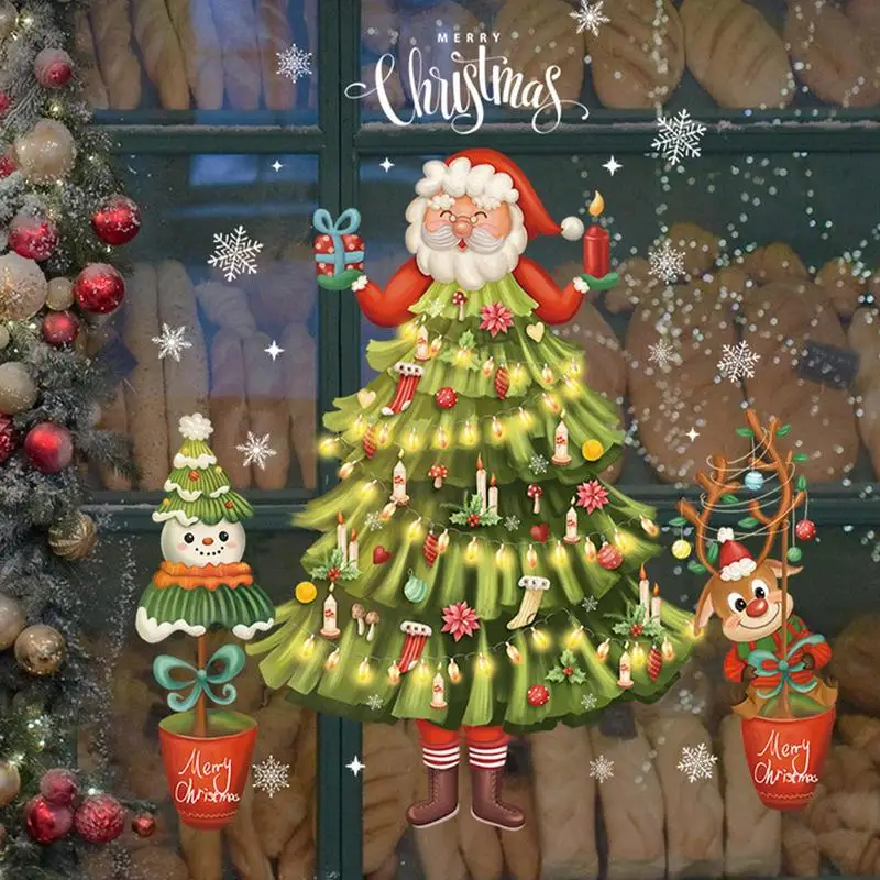 Christmas Window Stickers Self-Adhesive Cute Santa Christmas Tree Clings Multifunctional floor drain filter, pop-up basin drain