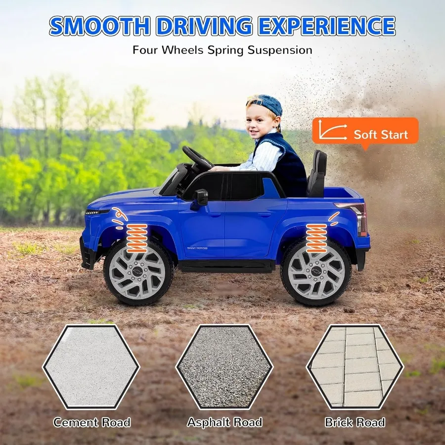 12V Ride on Truck Chevrolet Silverado EV RST Licensed Electric Car with Parent Remote Control Back Storage Spring Suspension So