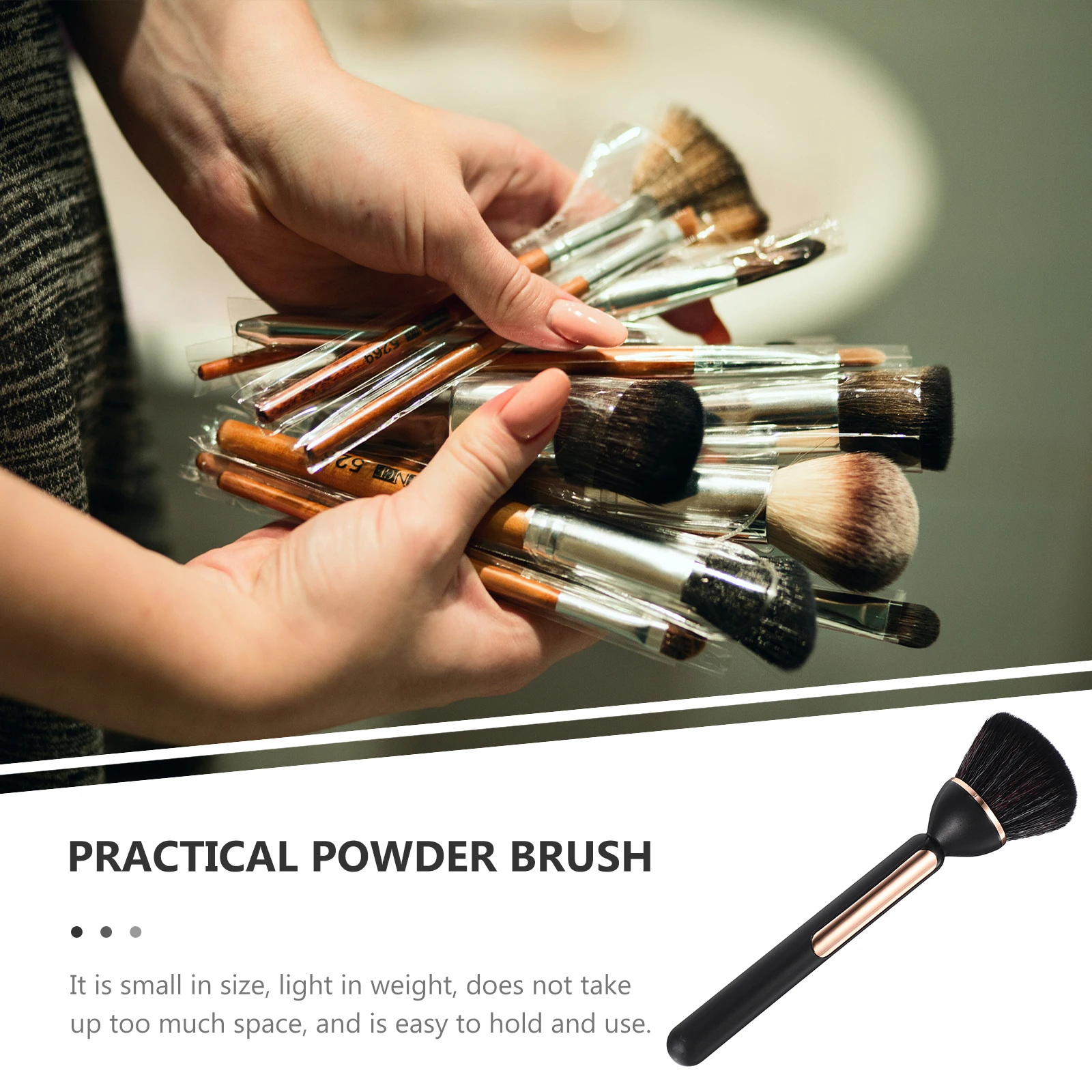 Pennello multifunzione per trucco e cura delle unghie, portatile, leggero, per la pulizia della polvere, con setole morbide e impugnatura ergonomica