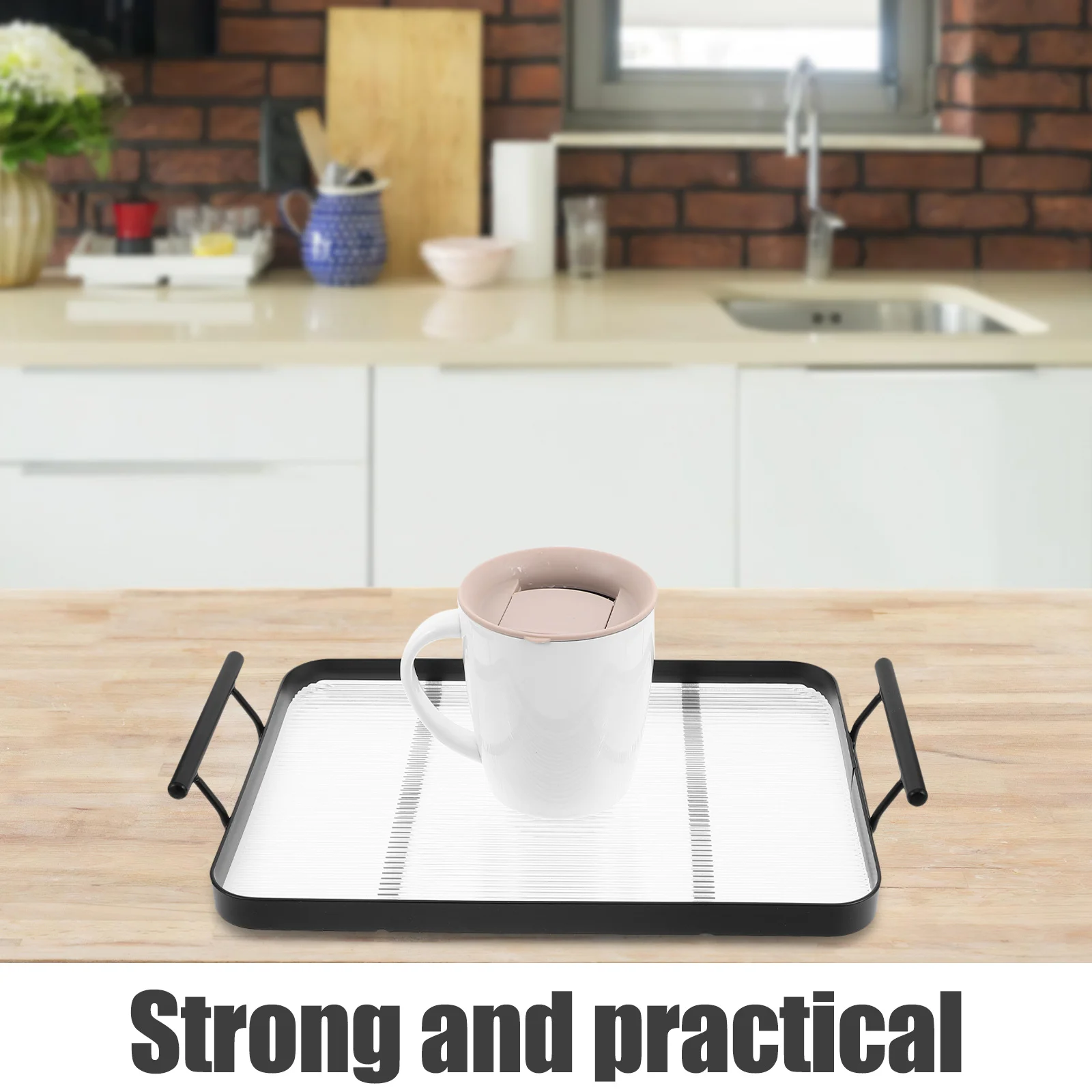 

Rectangular Horizontal Tray Decorative Serving with Handles Coffee Table Outdoor Rectangle Acrylic Tea
