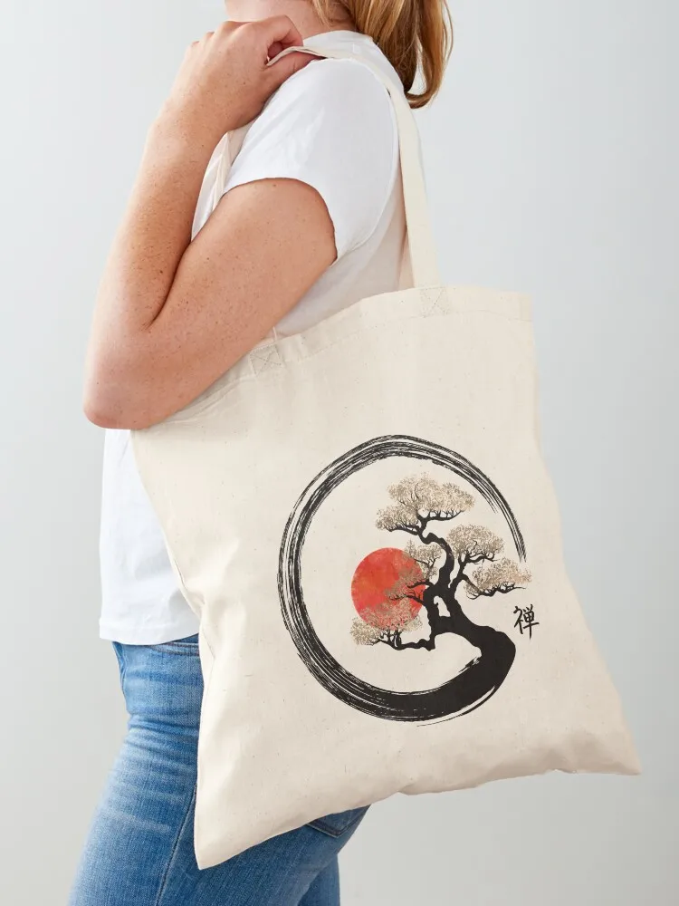 

Enso Circle and Bonsai Tree on Canvas Tote Bag Shopper Shopper handbag Canvas shoping bag