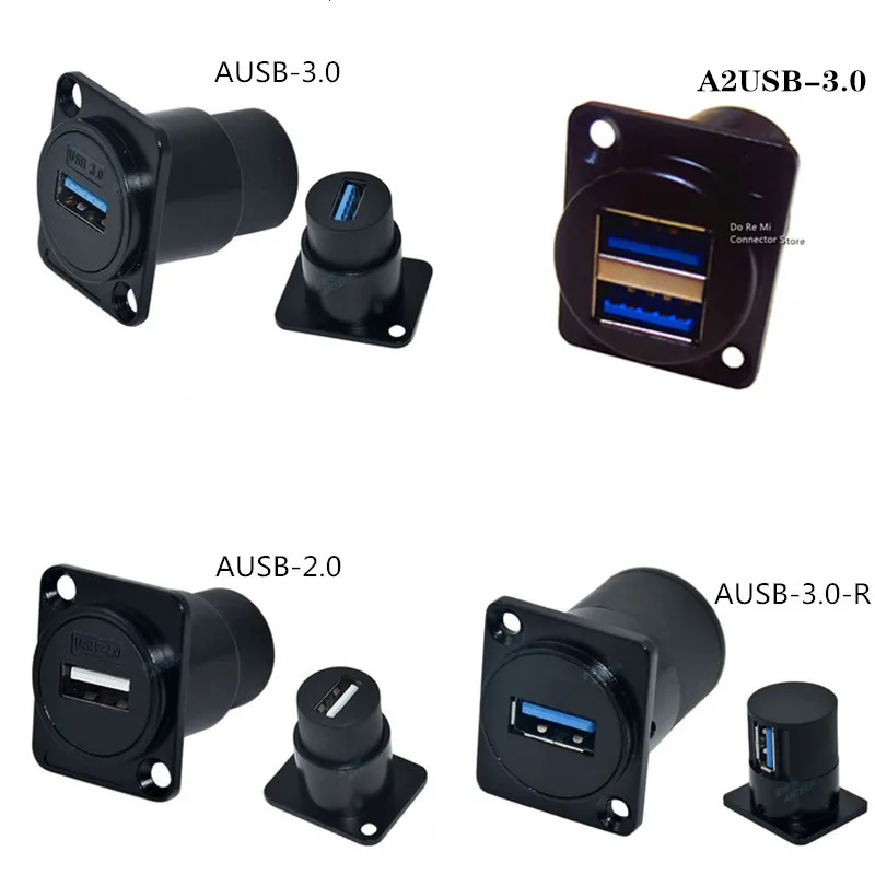 

1pc USB to USB Connector, Female, USB3.0 panel mount chassis socket adapter, welding free D-USB Pass-Through Connector