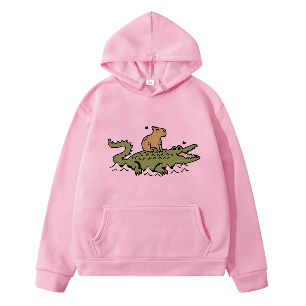 Capybara and Crocodiles Manga Print Hoodies Boys and Girls Sweatshirts Streetwear Long Sleeve Casual Children Cute Hoody Tops