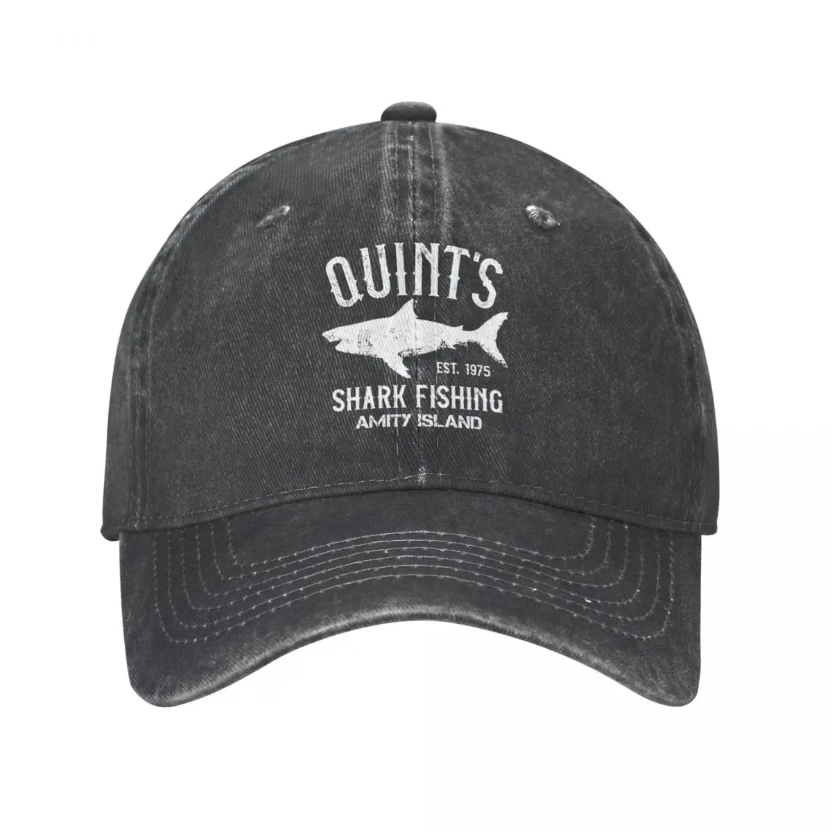 Quint\'s Shark Fishing czapki baseballowe Vintage zestresowana, umyta wyspa 1975 szczęki nakrycia głowy Unisex na zewnątrz miękkie czapki czapka