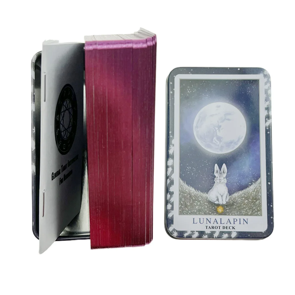 Bunny Tarot high quality tarot cards in Metal Tin Box 10cm*6cm board games gold green-plated Edge 78 cards with paper manual