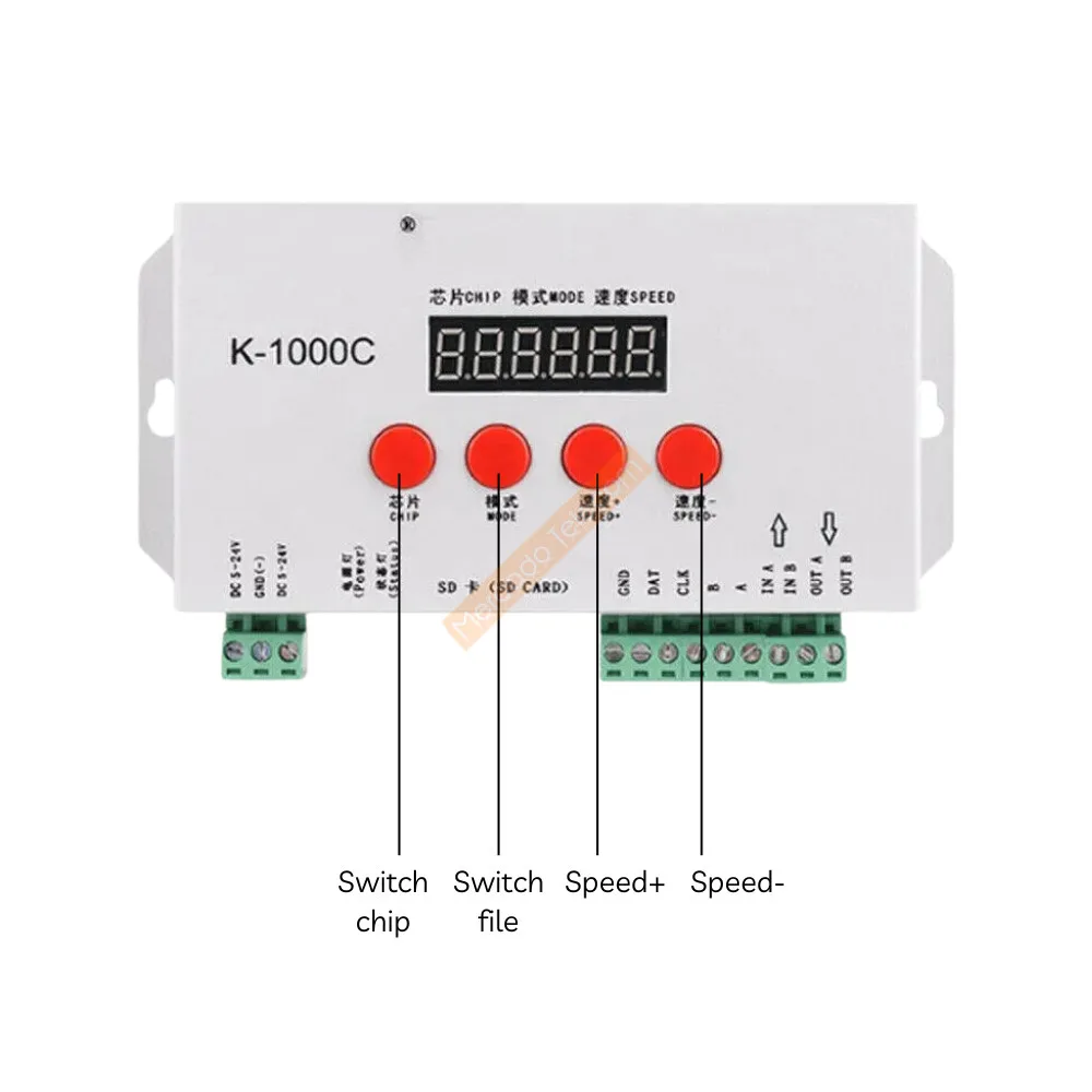 WS2812B WS2815 SK6812 SK9822 Led Lights 2048 Pixels Controller Computer Programmable Controller with SD Card K-1000C DC5-24V