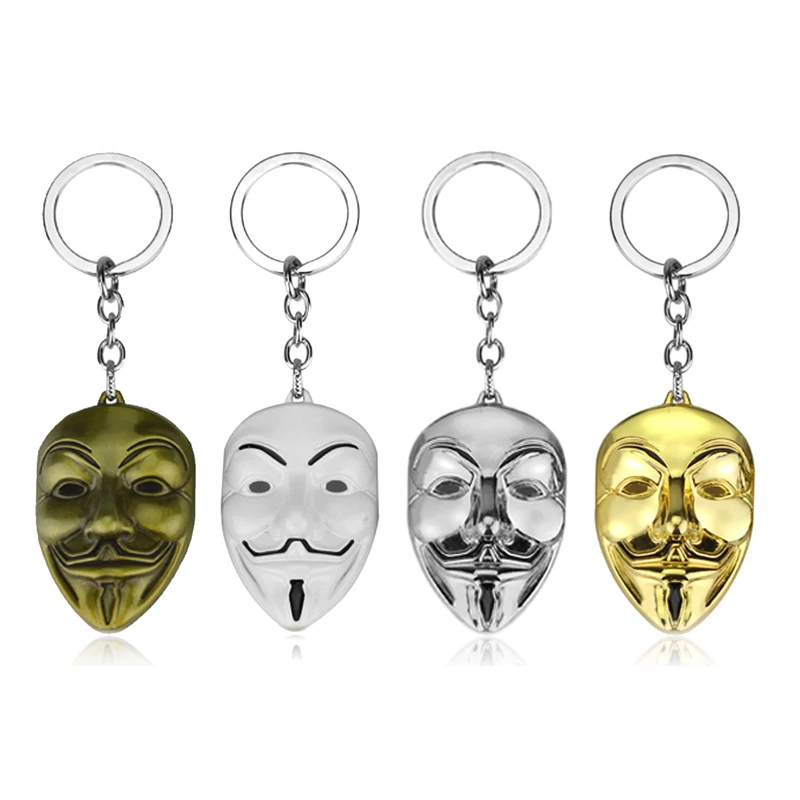 Moive Series Jewelry V For Vendetta Anonymous Mask Popular Hip Hop Hacker Pendant Alloy Keychain Unisex Causal Accessories