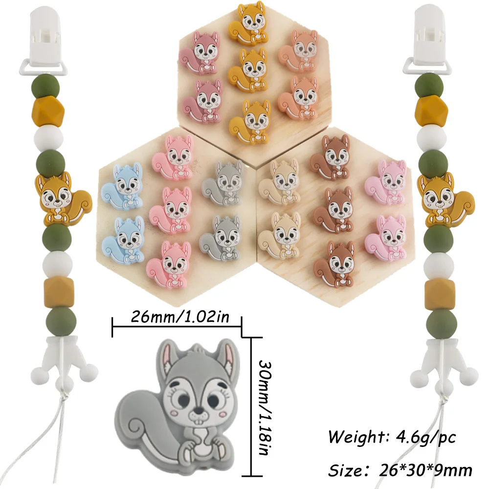 10pcs Little Squirrel Animal Silicone Focus Beads For Jewelry Making DIY Earrings Bracelet Necklace Pen Decorative Accessories