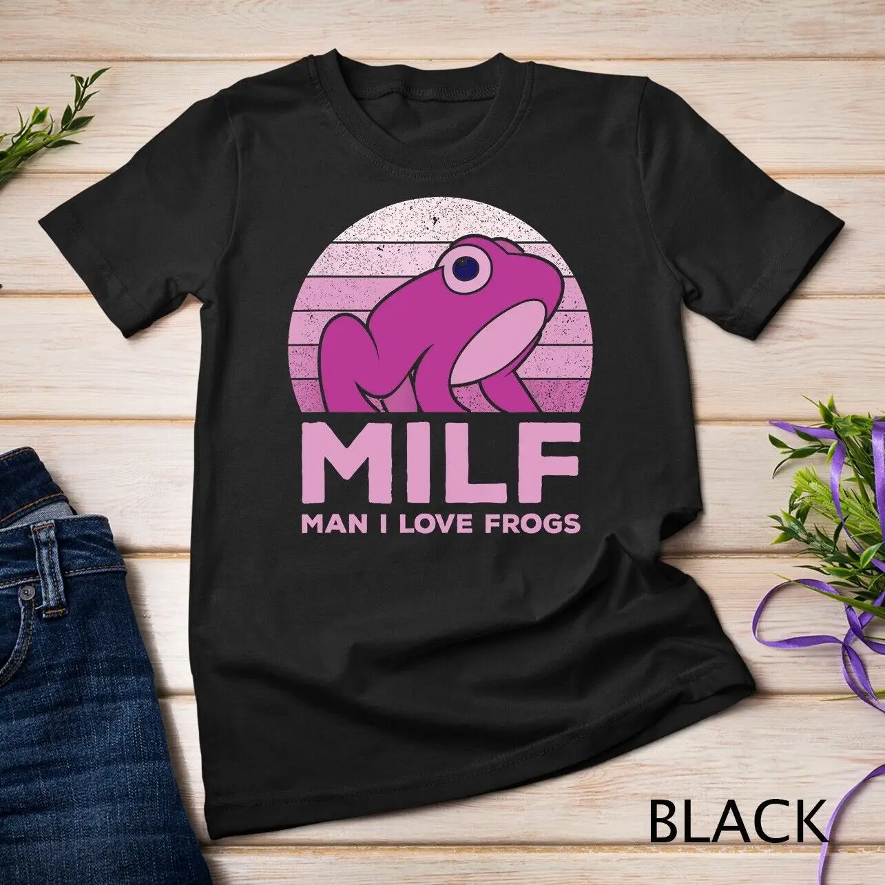 

Футболка унисекс в виде лягушки с надписью «I Heart MILF Man I Love Frogs»