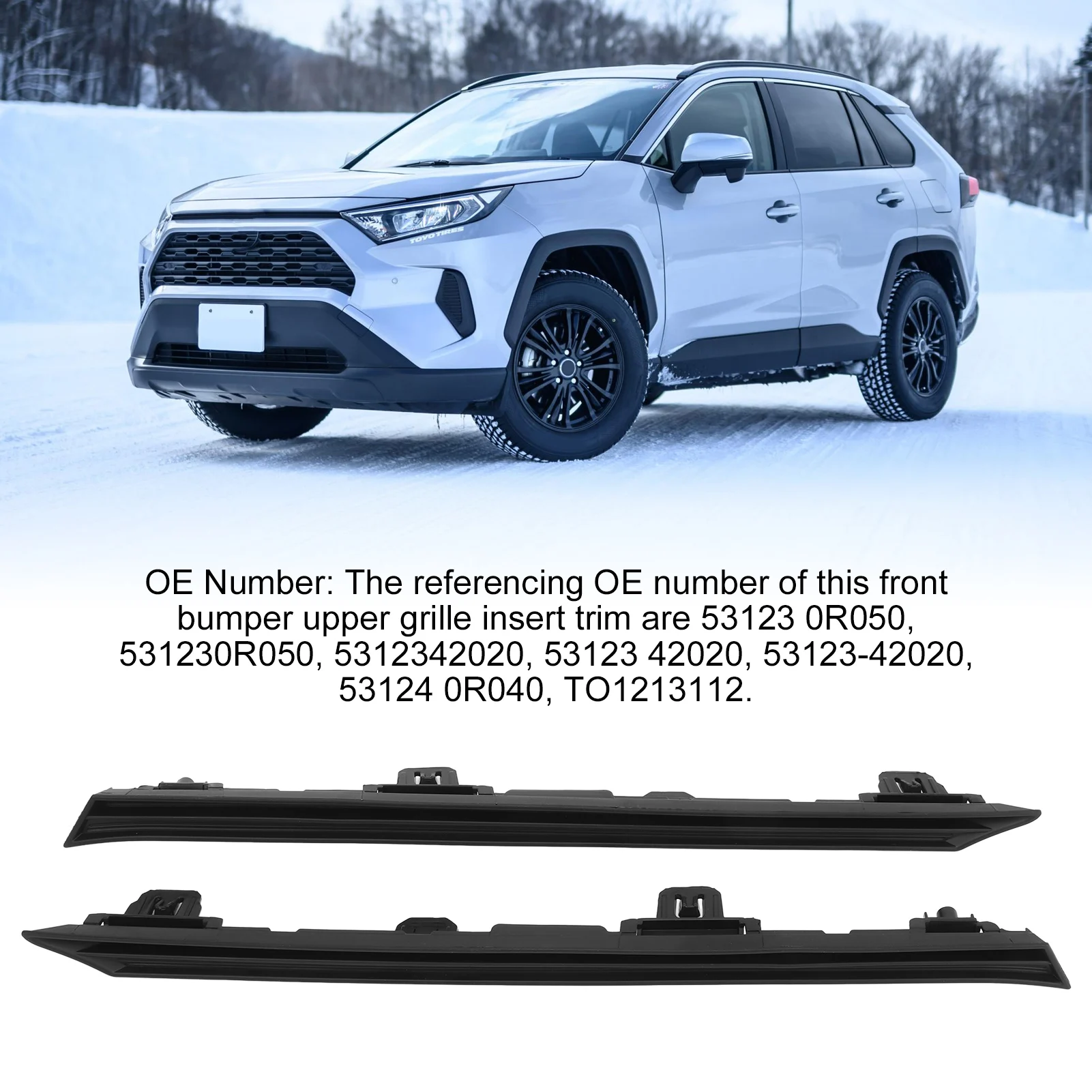 531230R050 Front Bumper Upper Grille Insert Trim 53123 0R050 High Strength Radiator Side Molding for  2019 to 2023 TO1213112