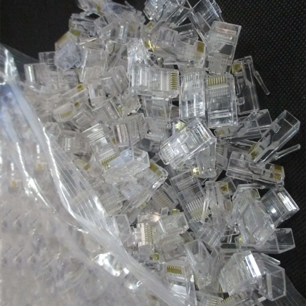 50/100 sztuk 8P8C RJ45 wtyczka modułowa do sieci Cat5 Cat5e RJ45 kabel sieciowy kryształowe głowice wysokiej jakości