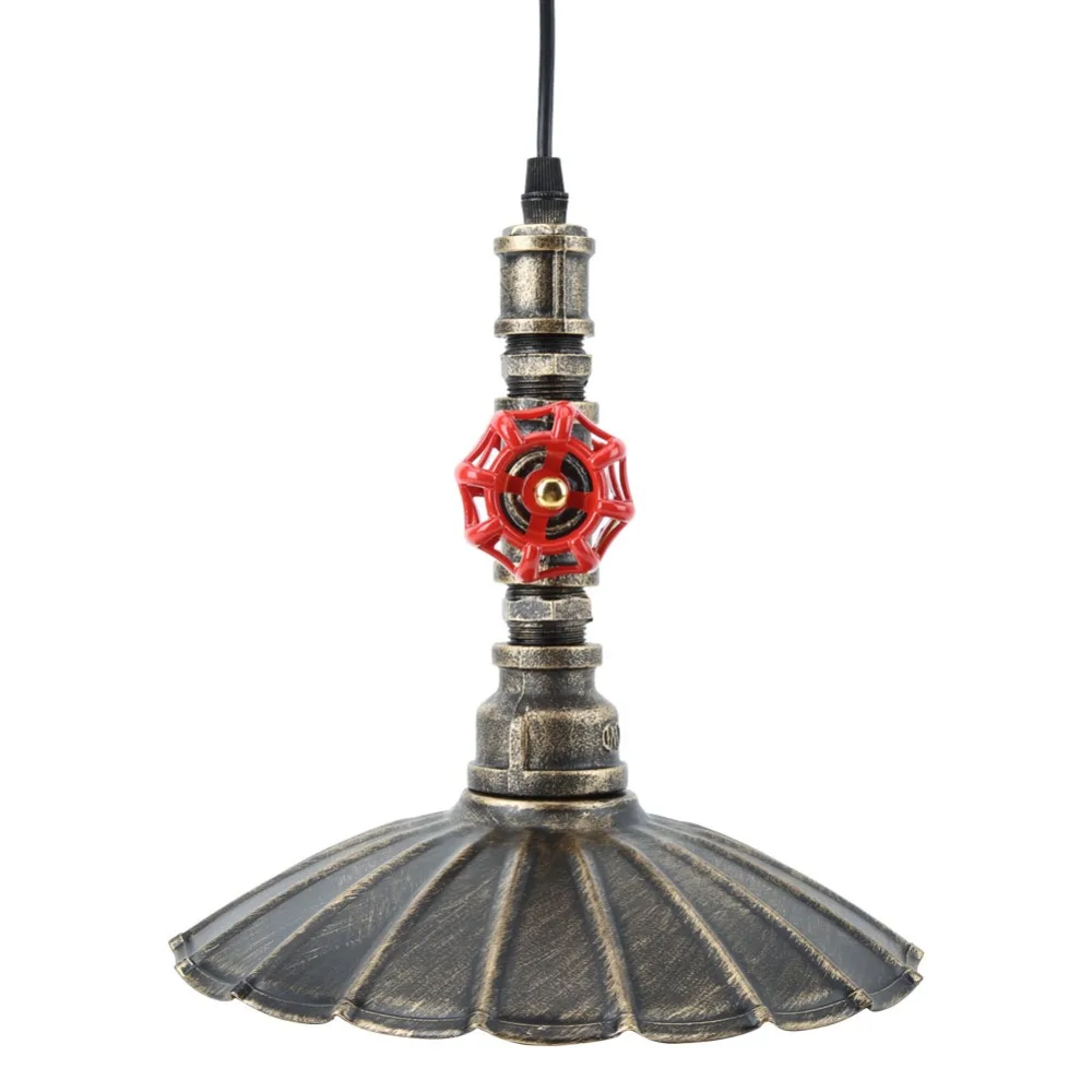 E26 E27 Base Pipe Pendant Light 110-220V Red Valve Design Ceiling Chandelier Lamp Bulbs Not Included Adjustable Height