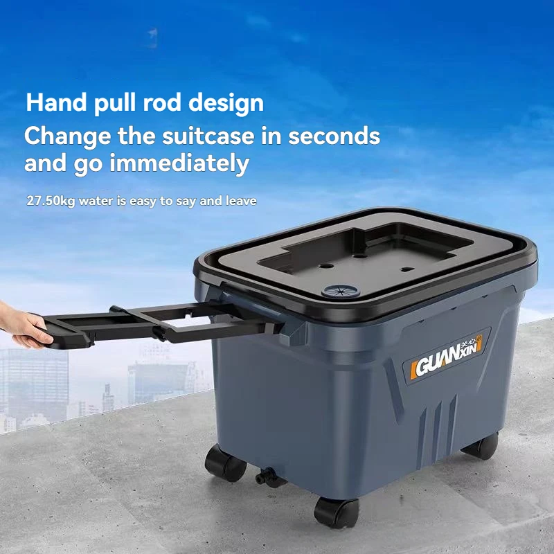 Wheeled Portable Mobile Water Tank 360° Rotatable 28L Large Capacity Water Storage Bucket for Car Washing Machine