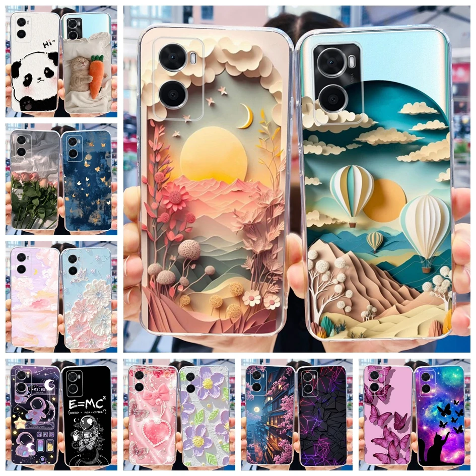 For OPPO A76 4G Case CPH2375 Silicone Cover Fashion Pattern Slim Transparent Soft TPU Phone Case For OPPO A96 CPH2333 A36 Fundas