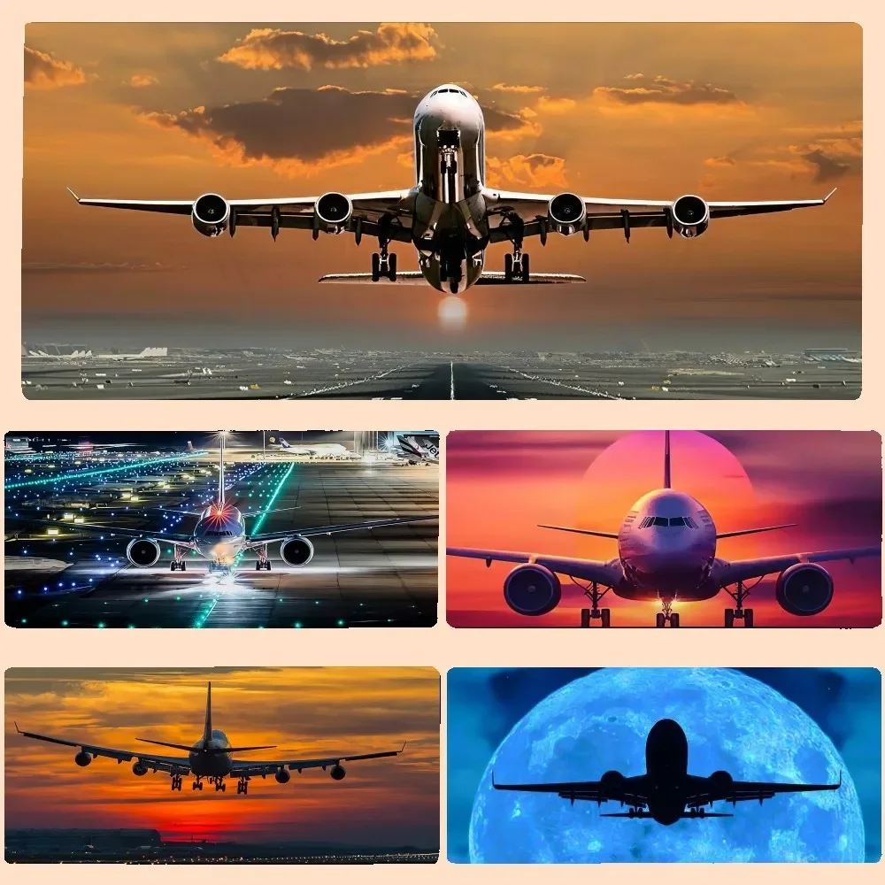 High Definition Image Quality Airplane Pilot Leather Mouse Pad Large Gaming Computing Gamer Keyboard Mouse Mat Office Table Mat