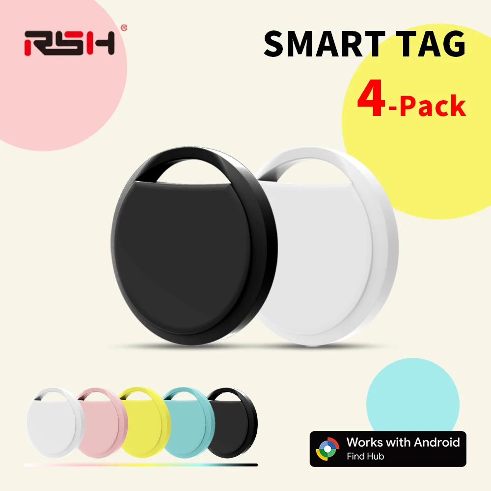 

4 шт., Bluetooth GPS-трекер, работающий с Android Google Find Key, поиск багажа, локатор для домашних животных, кошек, смарт-тег для телефонов Xiaomi Samsung