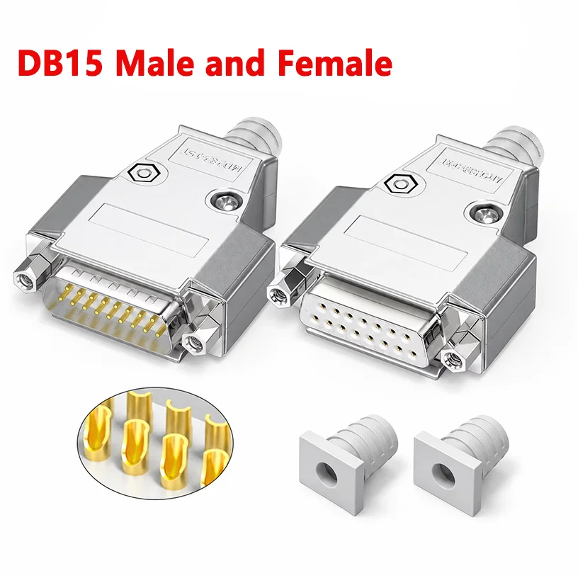 DB15 Male and Female Metal Connectors Are Suitable for Serial and Parallel Ports and Feature A Rugged Metal Housing