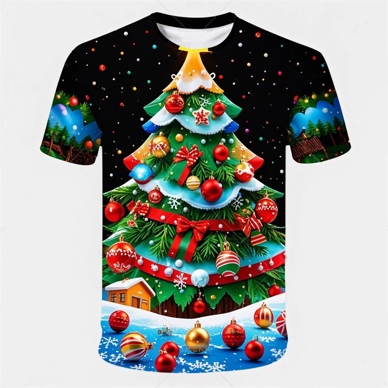Merry Christmas Santa Claus 3D Print T-Shirts Men Women Oversized O-Neck Tees Short Sleeve T Shirt Harajuku Top Unisex Clothing
