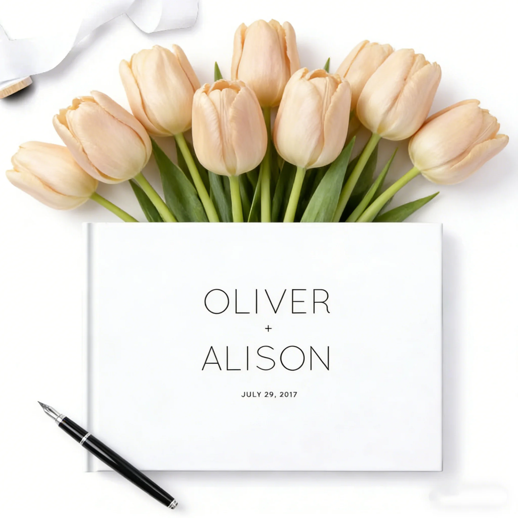 personalized-white-wedding-guestbook-gb0150-landscape-hardcover-sign-in-book-with-gold-foil-various-colors