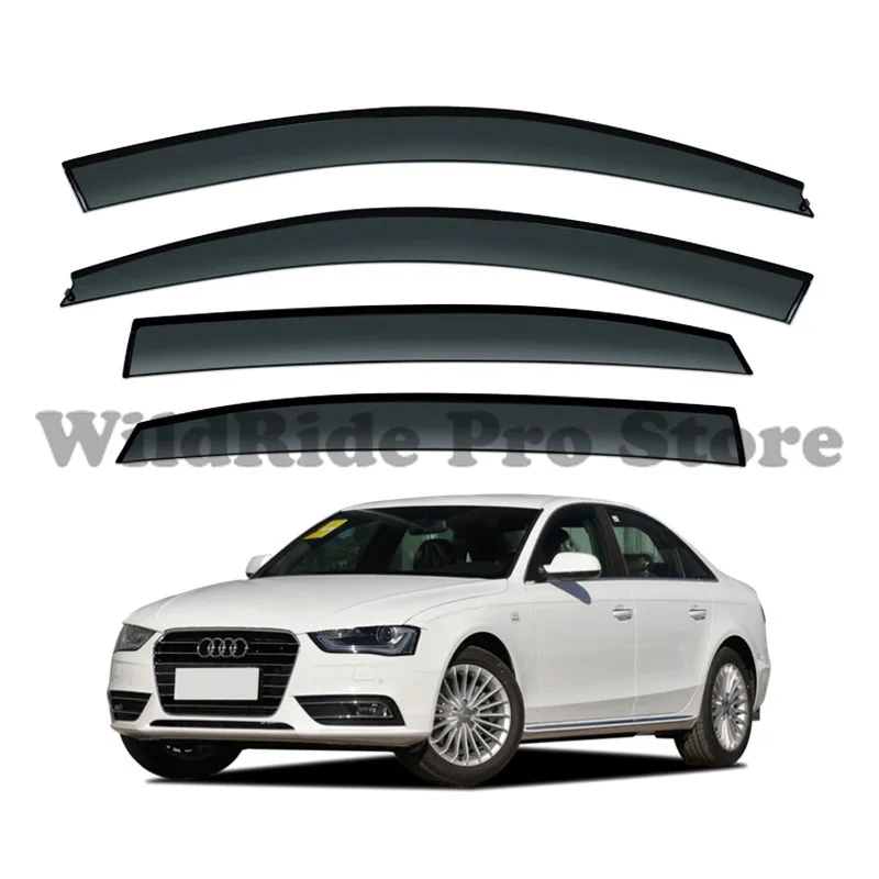 1 set Dedicated 2008-2016 Audi A4L Car Window Rain Visor Molded Rain Shield With Chrome Strip Without Chrome Strip