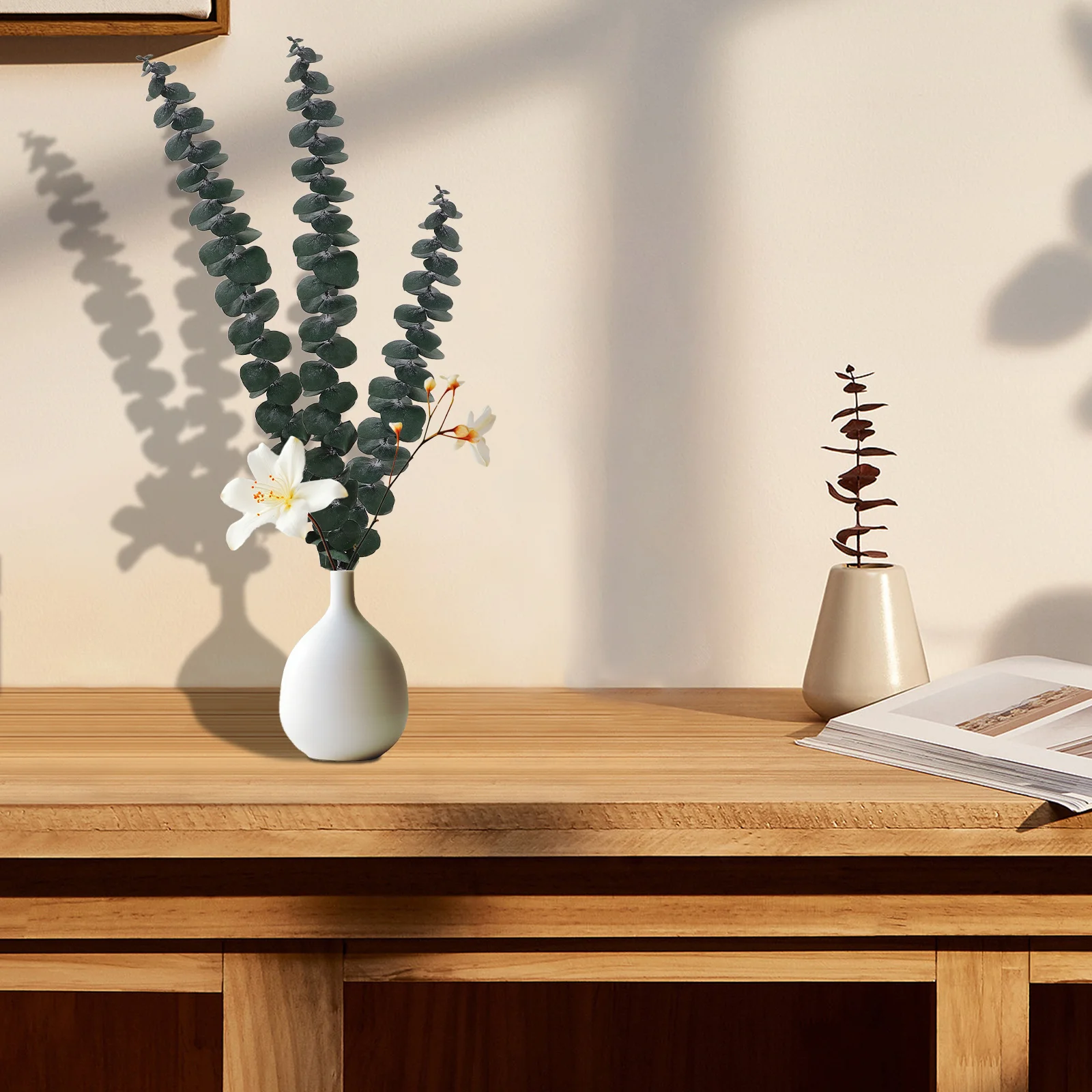 30Pcs Eucalyptus Leaves Handmade Floral Stems Natural Greenery Wedding Party Home Office Dried Eucalyptus Garland