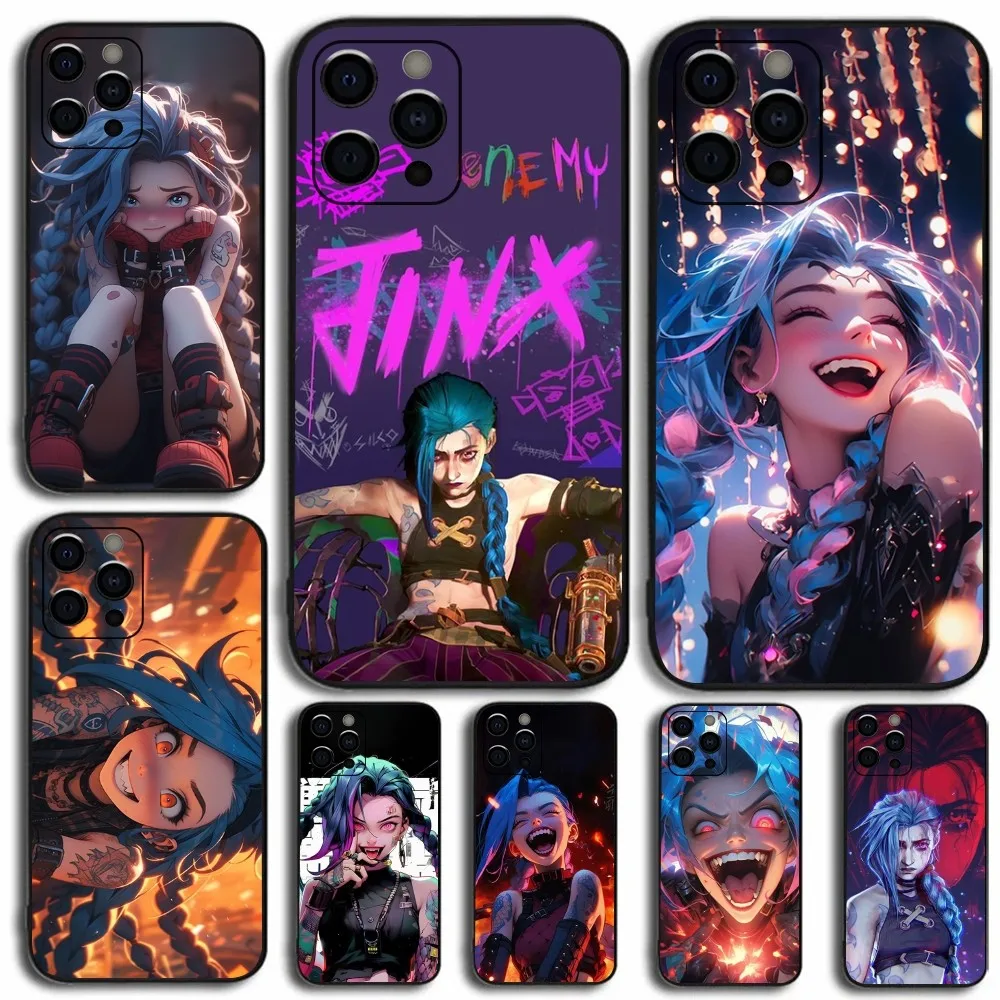 

Arcane Game LOL-L J-Jinx Phone Case For Apple iPhone 15,14,13,12,11,Pro,X,XS,Max,XR,Plus,Mini Soft Black Cover