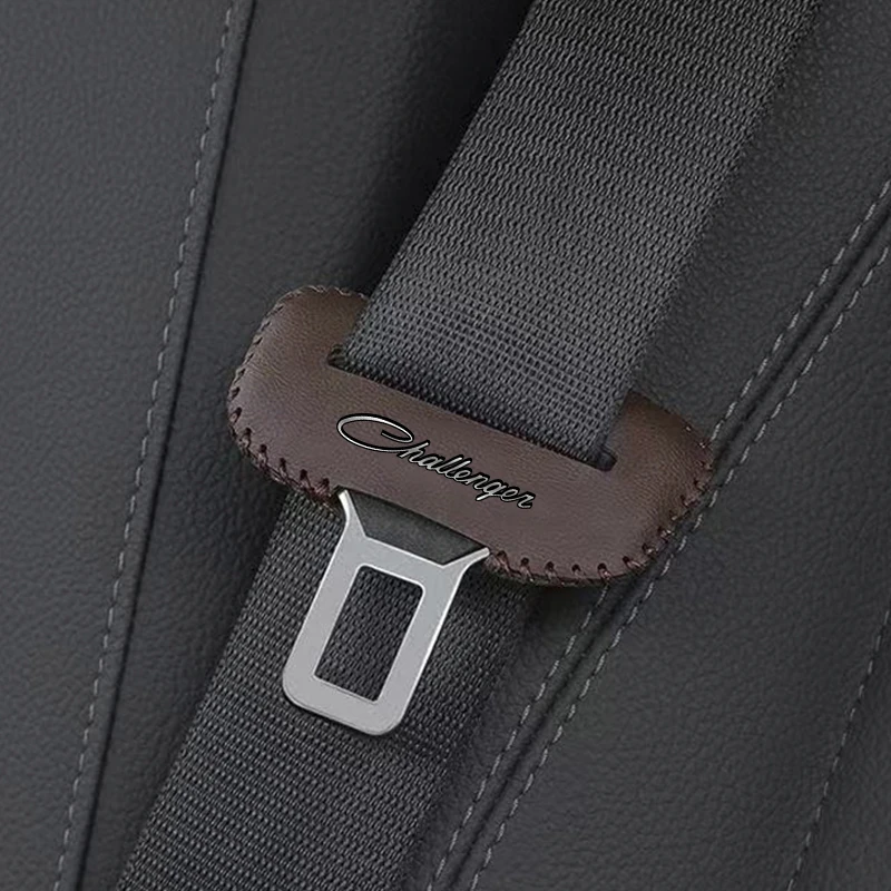 2pcs Car Seat Belt Buckle Cover Leather Protector Anti-collision Case For Dodge Challenger