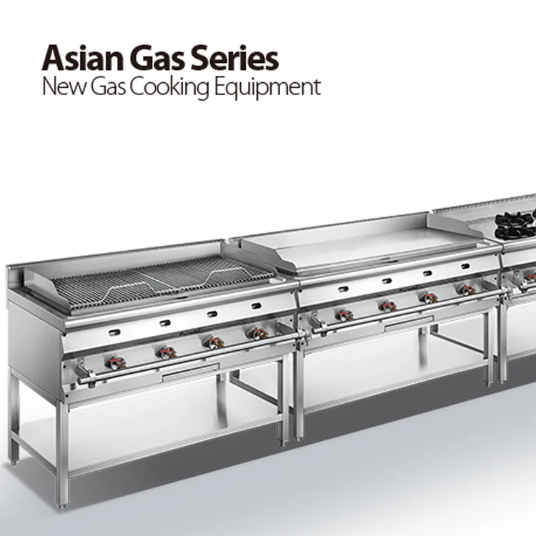 Commercial 1200mm Asian Gas Cooking Range 7-Burner Cast Iron Flat Pot Support