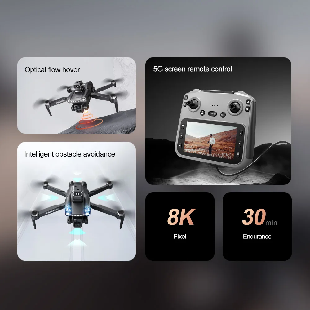 For Genuine V198MAX GPS Drone 8K Professional Camera Aerial FPV Brush Laser Obstacle with Large Screen Remote Control Folding RC