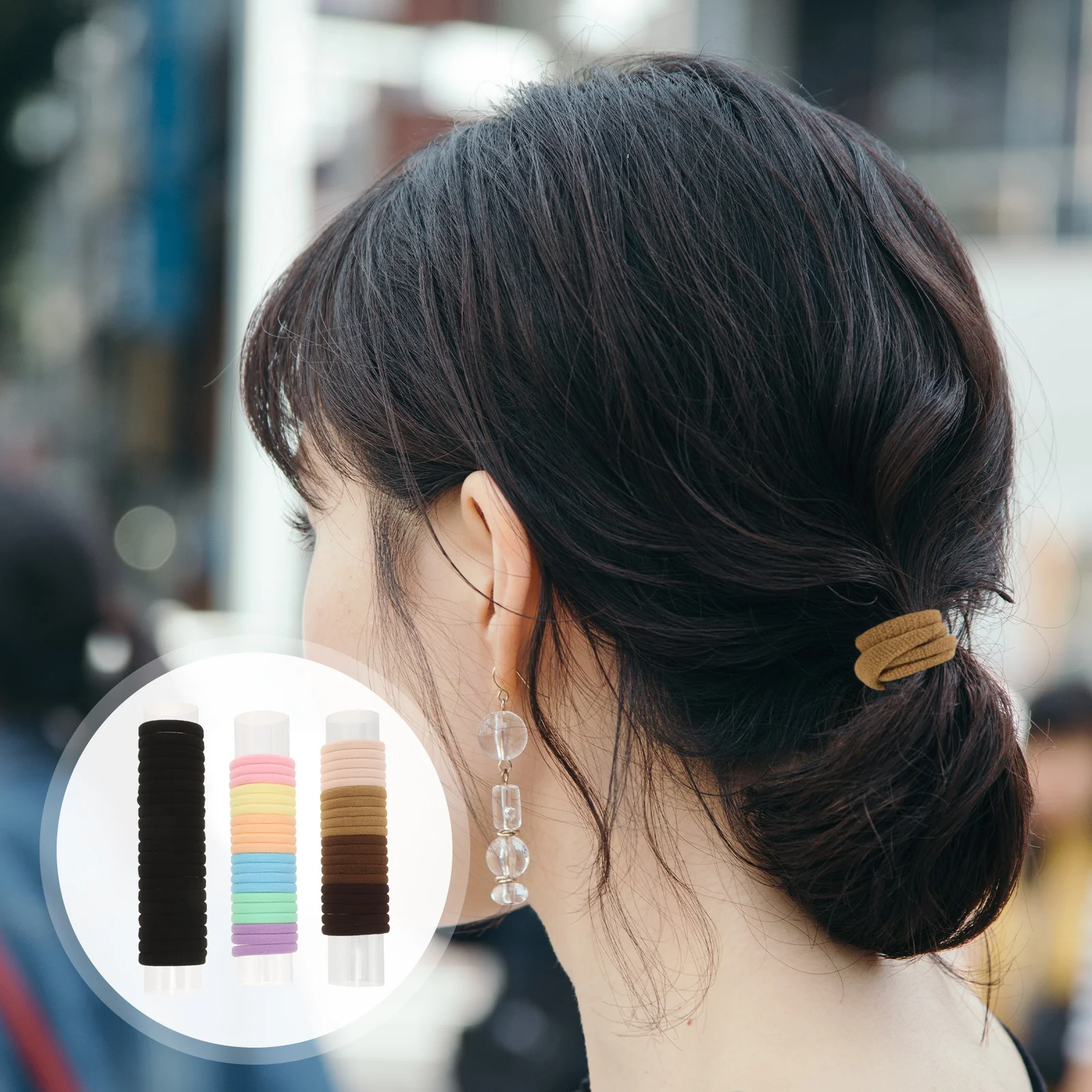 

60Pcs High Elastic Seamless Hair Bands Mixed Colors Soft Cotton Hair Ties Ponytail Holders for Women Girls Ponytail Holders Kids