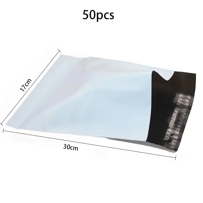 50 STKS Ploy Verzendzakken Ondoorzichtige PE Plastic Express Envelop Opslag Witte Kleur Mailing Zakken Zelfklevende Afdichting Koerierstas