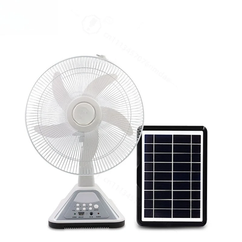 Solar Rechargeable Remote Control Fan With Built-in Energy Saving LED Lamp Outdoor Camping Cooling Ventilation Fan