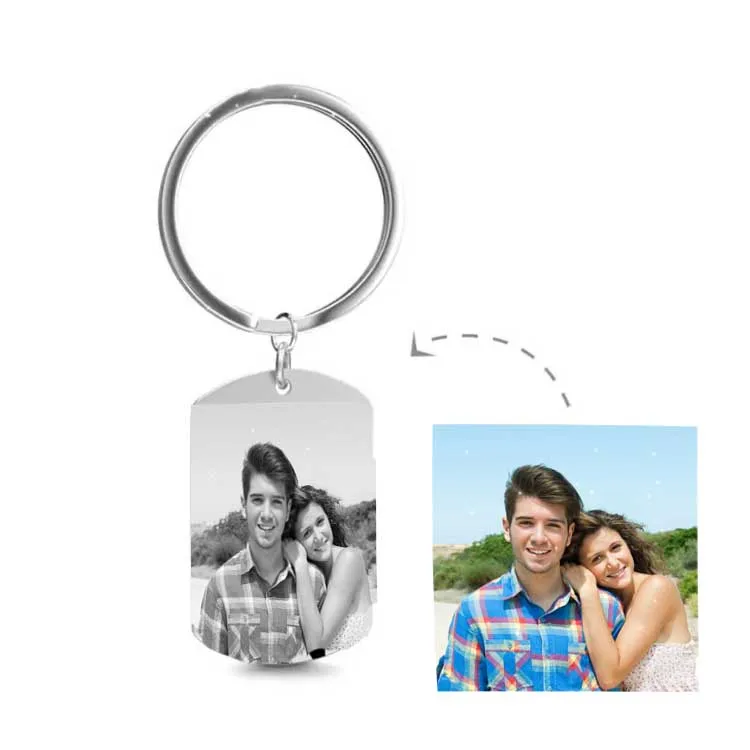 Personalizzazione portachiavi fotografico personalizzato incisione Laser in acciaio inossidabile nome personalizzato data portachiavi per auto per le donne regalo fai da te