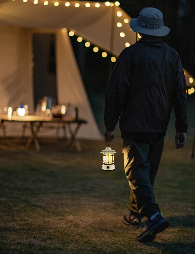 Portatile multifunzionale luce ricaricabile o batteria Retro dimmerabile tenda da campeggio torcia da viaggio illuminazione esterna nuovo
