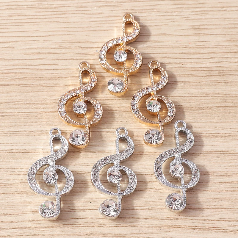 10pcs 13x28mm Cute Crystal Music Note Charms Pendants for Making Women Fashion Earrings Necklaces DIY Keychains Jewelry Findings