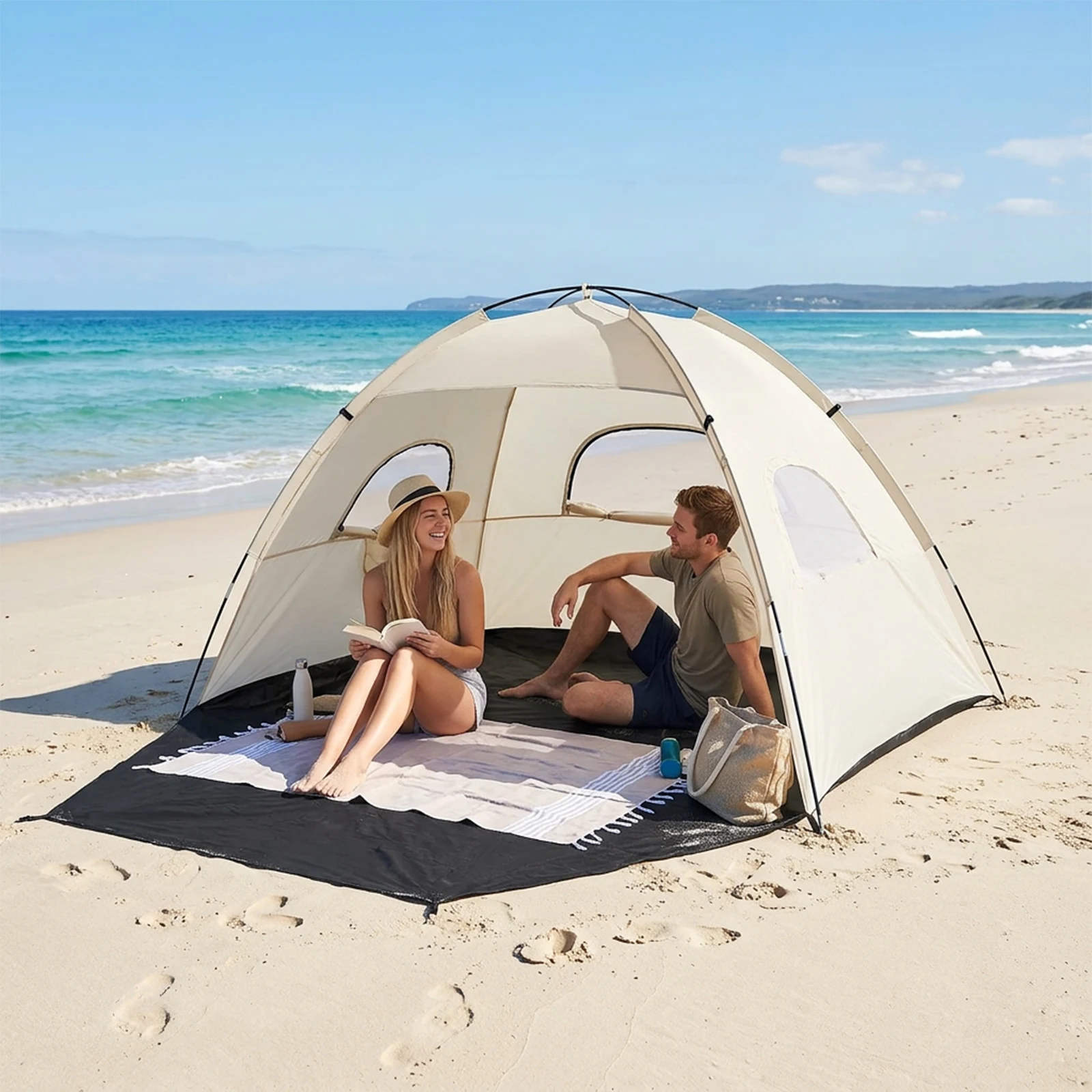 

Пляжный тент-шатер с простой установкой для пляжного кемпинга, пикников, весенних прогулок - портативное укрытие от солнца для двора