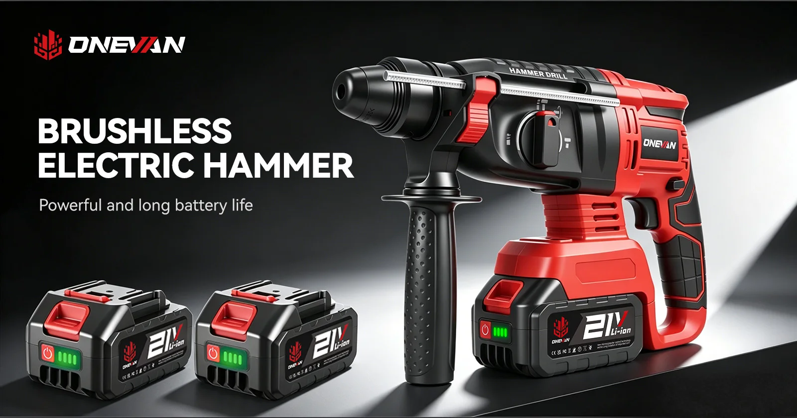 ONEVAN 3500W Bürstenloser Elektrohammer 4 Modi Kabelloser Multifunktions-Schlagbohrer Elektrowerkzeug für Makita 18V Akku – Detail 3